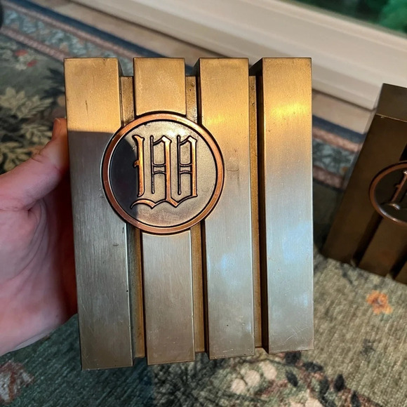 Vintage MCM Monogram “W” Book Ends - Picture 2 of 4
